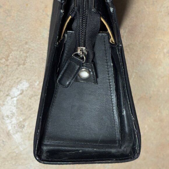 Vintage Miche Classic Base Bag Black Nylon & Leather Dual Handle Purse Zip Close - Picture 11 of 16